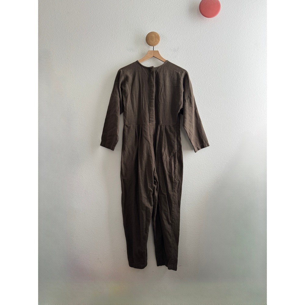 Black Crane Brown Cotton Wool Long Sleeve Jumpsuit Small Made in USA